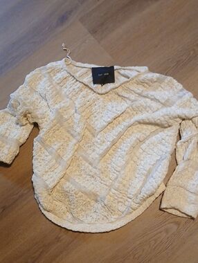 Jay Ahr Cream Textured Knit Silk Women's Blouse